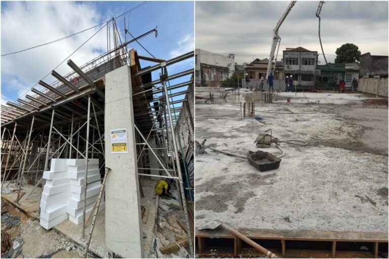 Obra da nova escola da Vila Nova, em Santos, será entregue em setembro