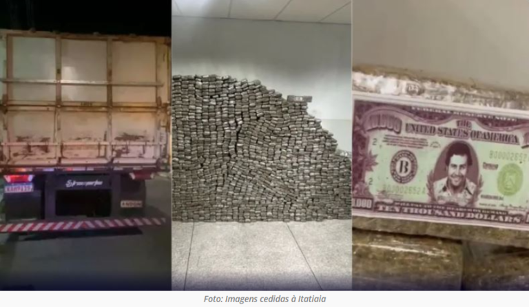 Polícia apreende mais de 2 toneladas de maconha com rosto de Pablo Escobar em carreta bitrem em MG