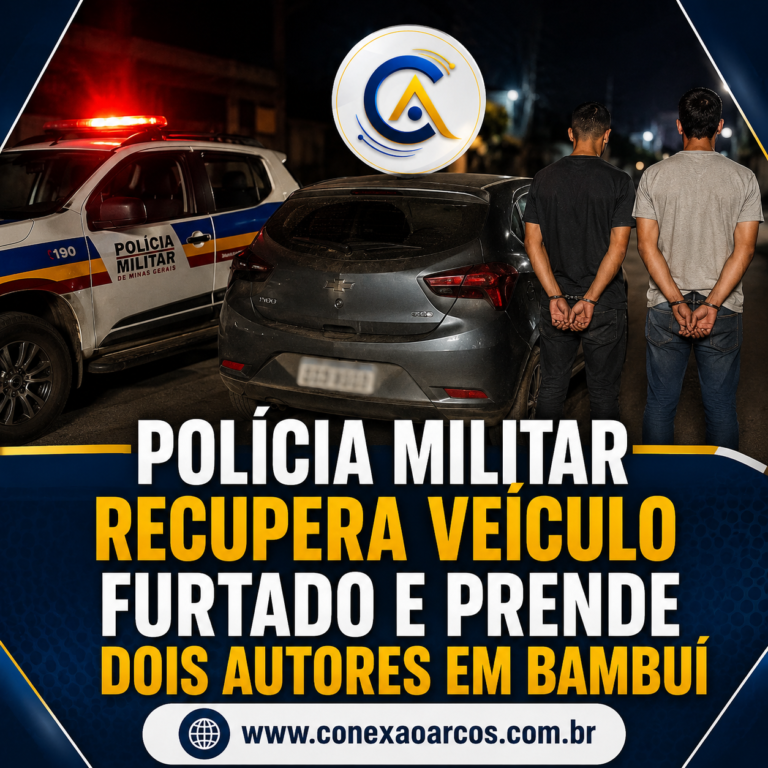 POLÍCIA MILITAR RECUPERA VEÍCULO FURTADO E PRENDE DOIS AUTORES EM BAMBUÍ